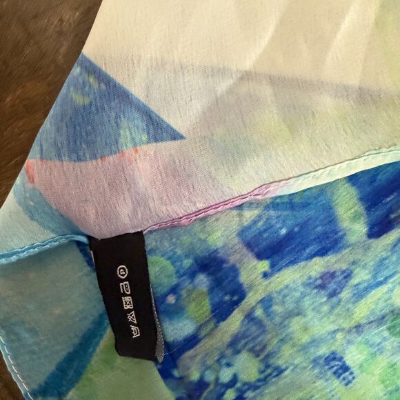 100% Silk Scarf Mongolian Art Print Woman with‎ Instrument Large Square Wrap - Picture 4 of 6